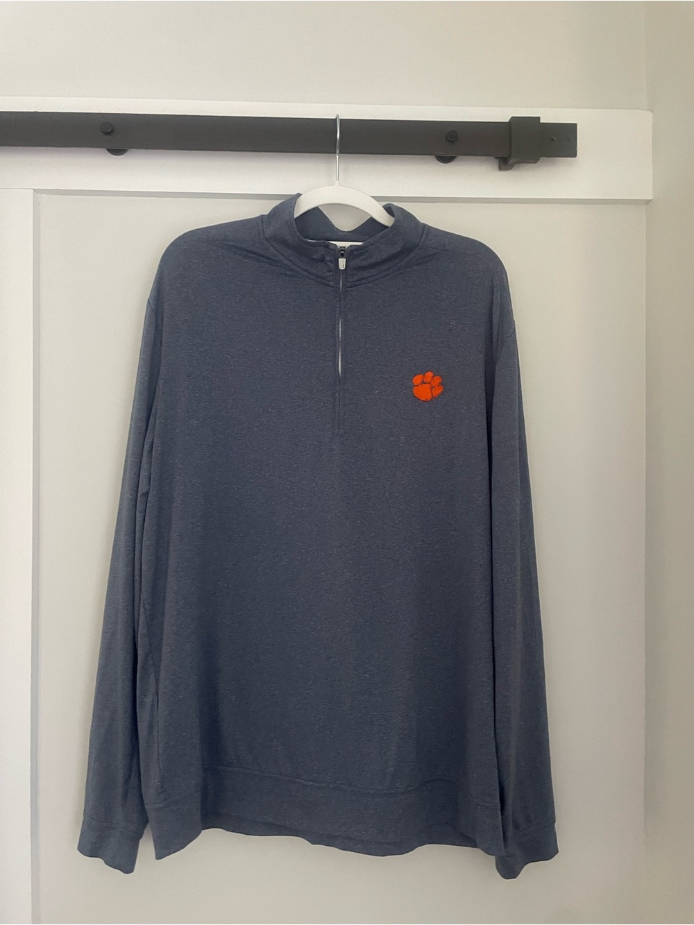 Johnnie-o Navy Quarter-Zip Clemson Pullover with Orange Paw Logo